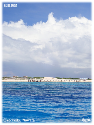 「海上からのナガンヌ島桟橋」見本写真/転載厳禁・プロ写真家縄田頼信 「海上からのナガンヌ島桟橋」見本写真・転載厳禁・プロ写真家なわたよりのぶ